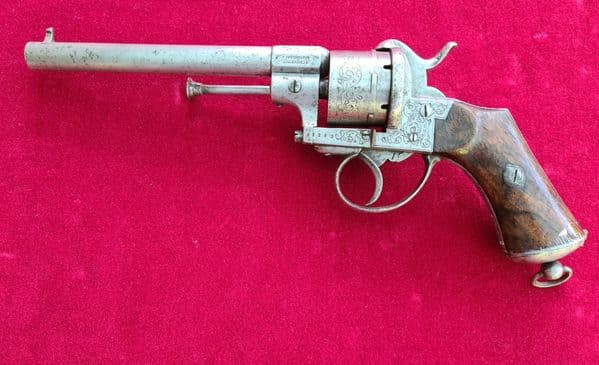 X X X SOD X X X A Belgian 9mm Pin-fire 6 shot revolver . Circa 1865-1866. Ref 3398